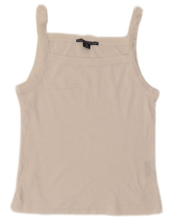 Canottiera da donna Ralph Lauren UK 12 cotone bianco medio