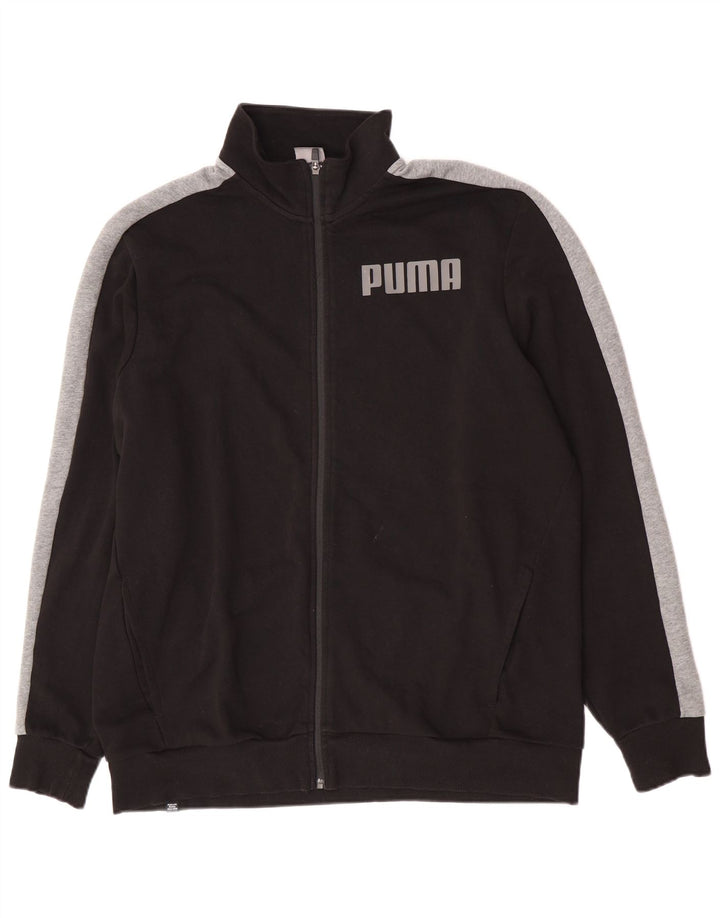 Puma Mens Graphic Tracksuit Top Jacket 2XL Black Colourblock Cotton