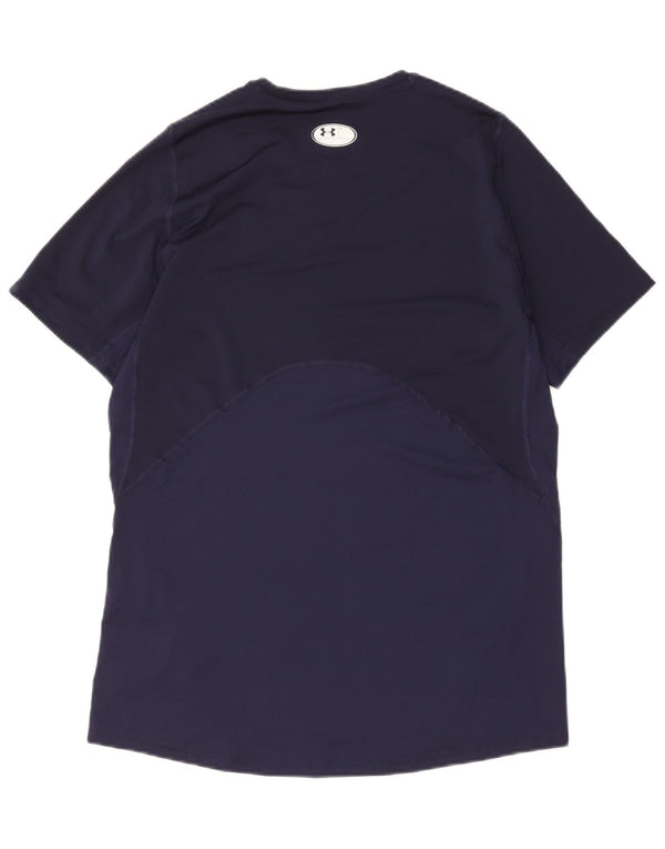 Under Armour Herre Heat Gear T-Shirt Top Large Navy Blue Polyester
