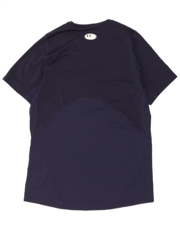 Under Armour Mens Heat Gear T-Shirt Top Large Navy Blue Polyester