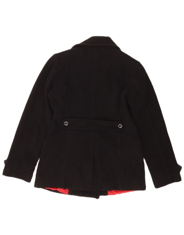 Tommy Hilfiger Womens Pea Coat UK 12 Medium Black Wool