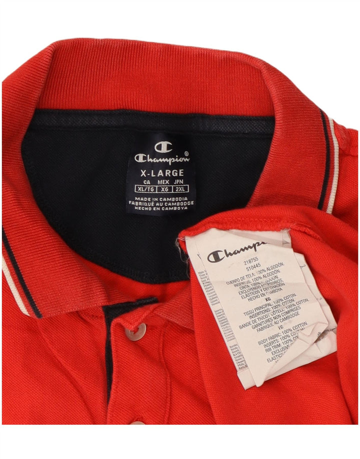 CHAMPION Mens Polo Shirt XL Red Cotton