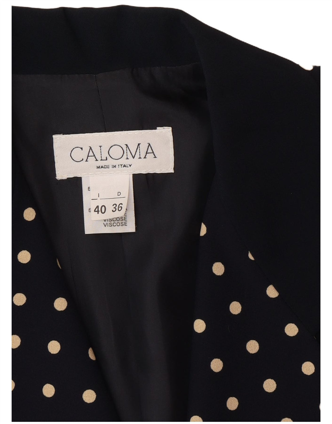 Caloma Damen-Blazerjacke mit 1 Knopf, Größe 40, klein, marineblau, gepunktet
