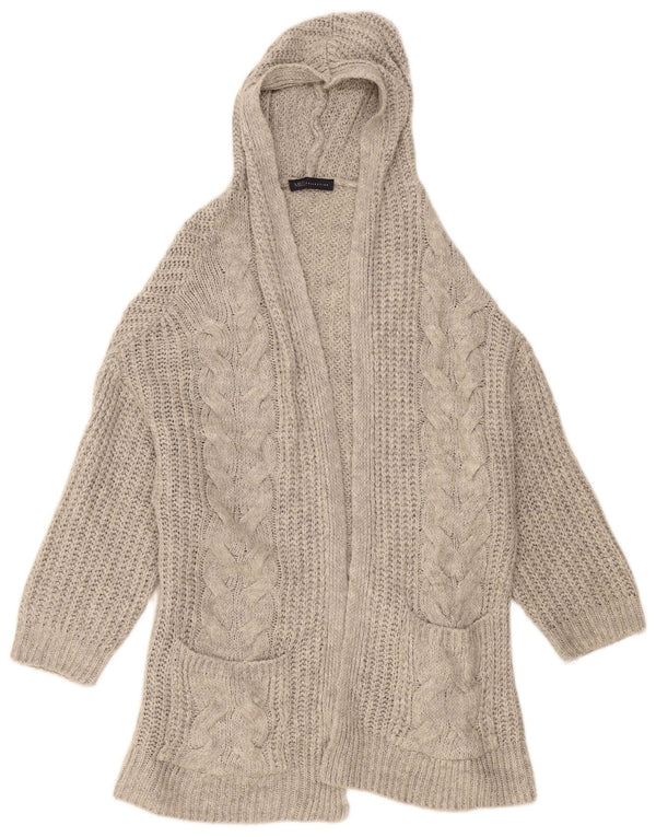 Marks & Spencer Womens Hooded Open Cardigan Sweater UK 14 Medium Grey