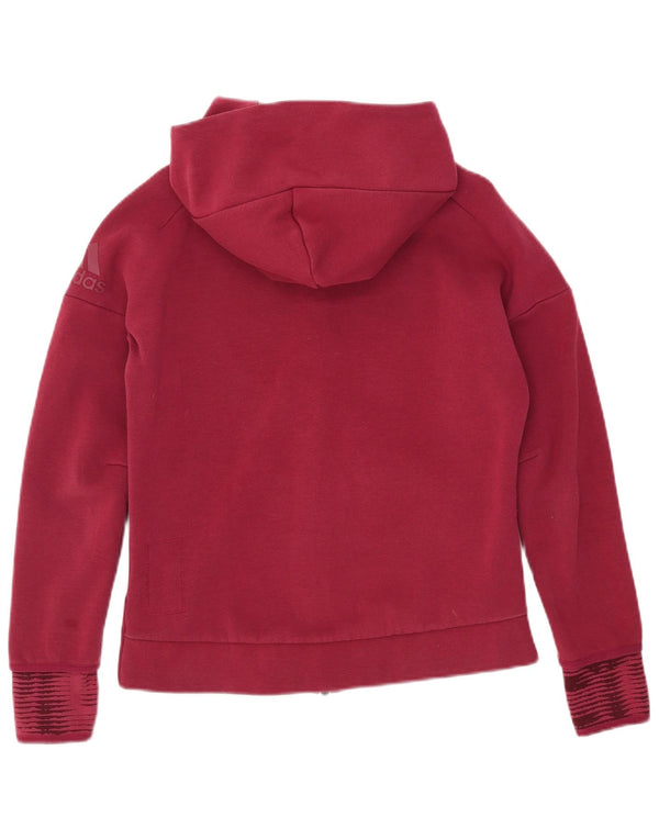 Maglione con cappuccio e zip da donna Adidas UK 14 Gessato medio bordeaux