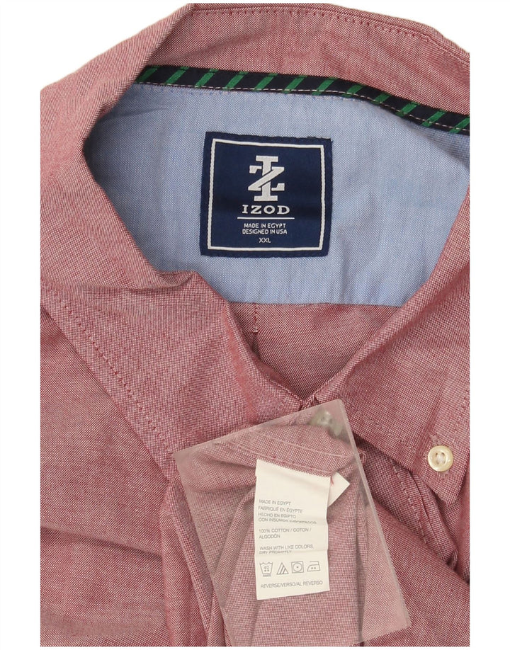 Izod Mens Shirt 2XL Burgundy Cotton