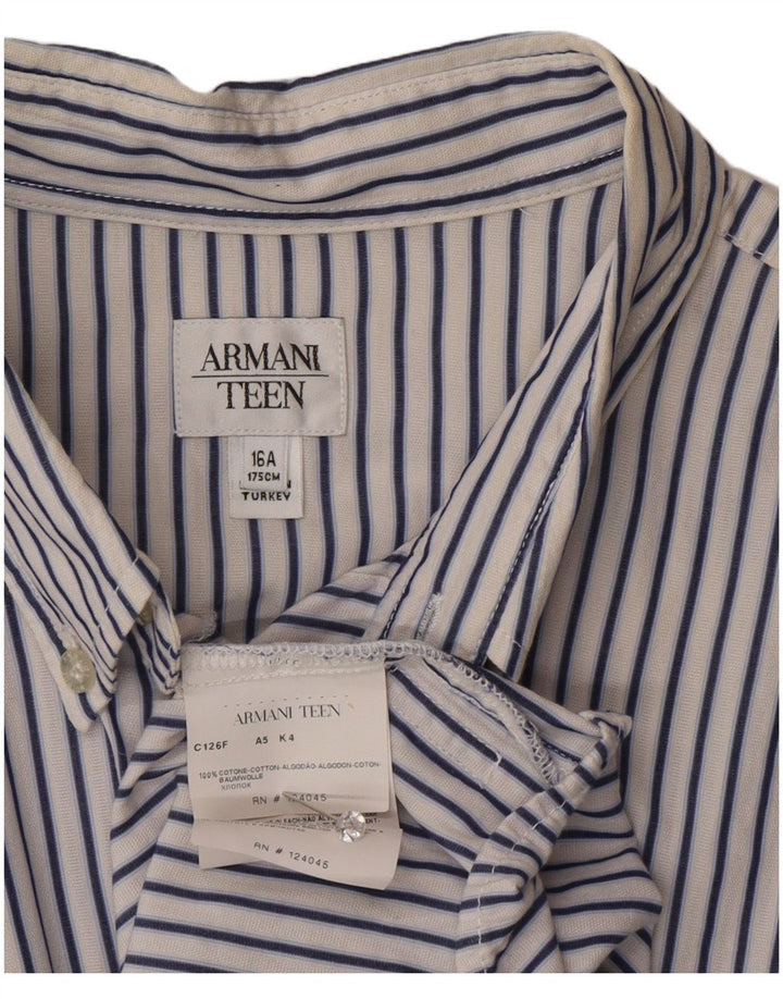 Armani Boys Shirt 15-16 Years White Striped Cotton
