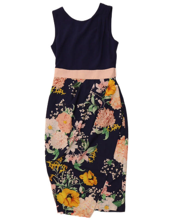 CLOSET Abito aderente senza maniche da donna UK 8 Piccolo floreale blu navy