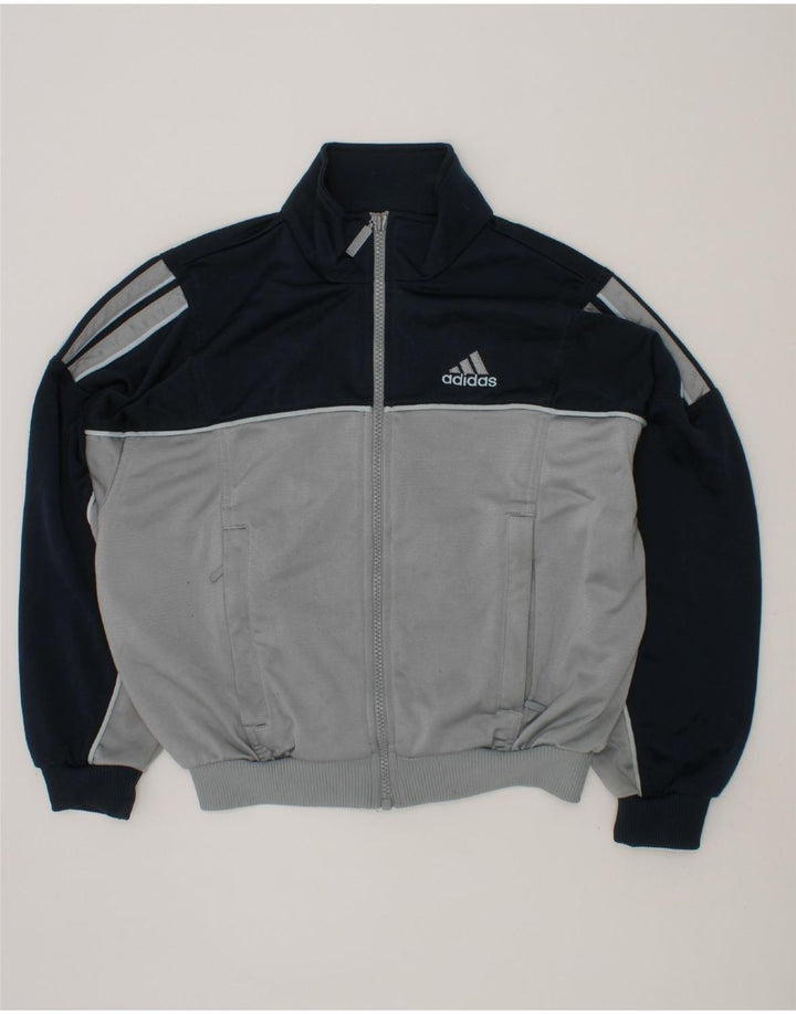 ADIDAS Boys Graphic Tracksuit Top Jacket 9-10 Years Grey Colourblock Vintage Adidas and Second-Hand Adidas from Messina Hembry 