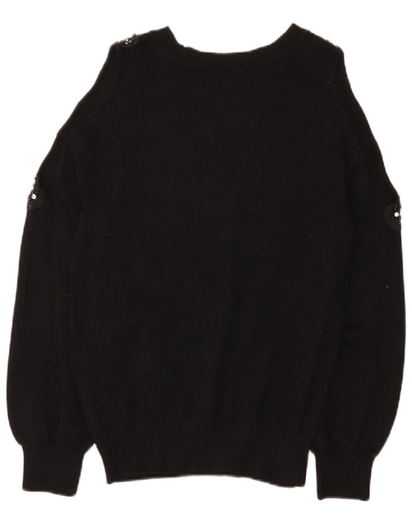 Topshop Dame Boat Neck Jumper Sweater UK 8 Small Black Viscose
