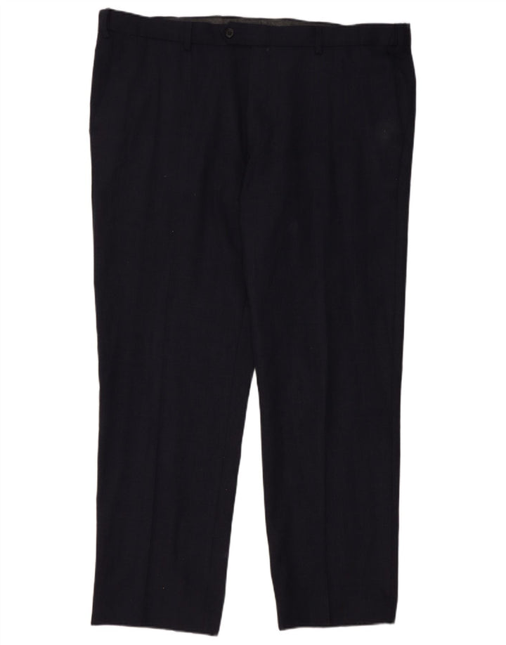Marks & Spencer Mens Tailored Fit Suit Trousers W42 L31 Navy Blue Check