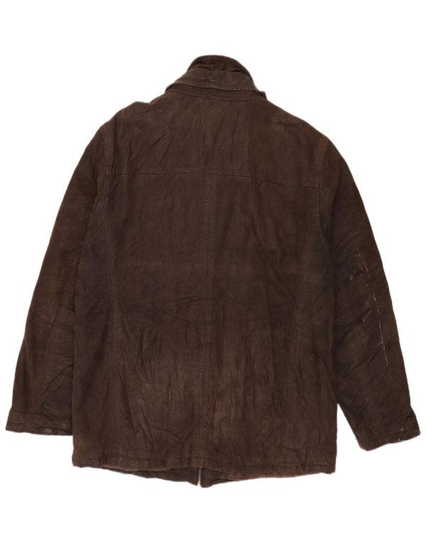 Angelo Litrico Abrigo cortavientos de cuero para hombre UK 42 XL Negro Clásico