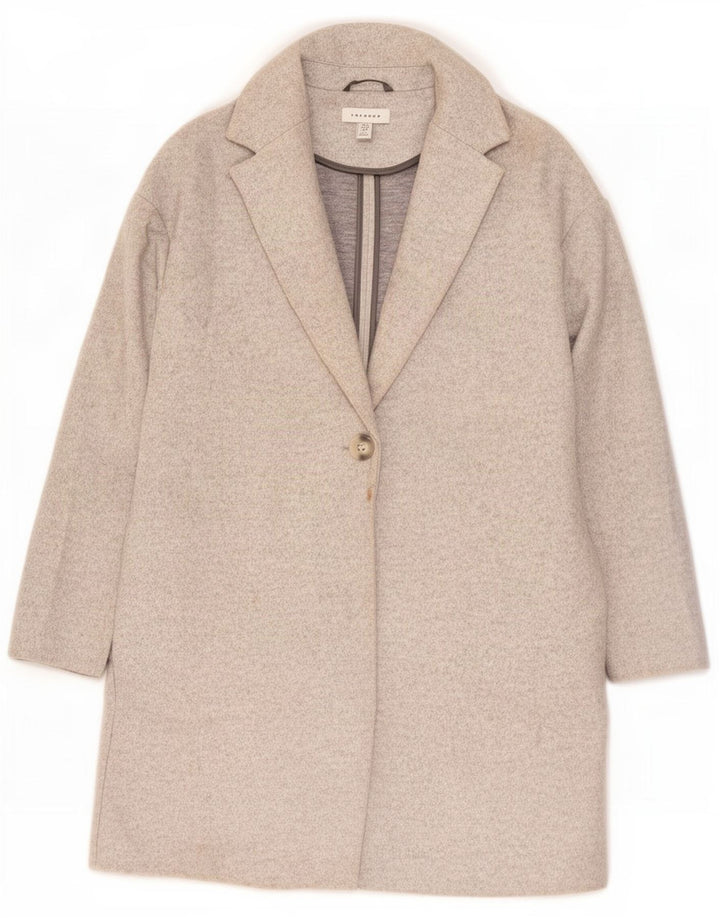 Topshop Damen Übergroßer Mantel UK 8 Small Grau Polyester