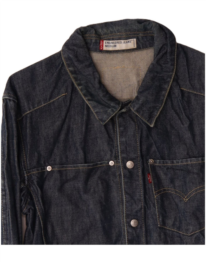 LEVI'S Womens Denim Jacket UK 14 Medium Navy Blue Cotton