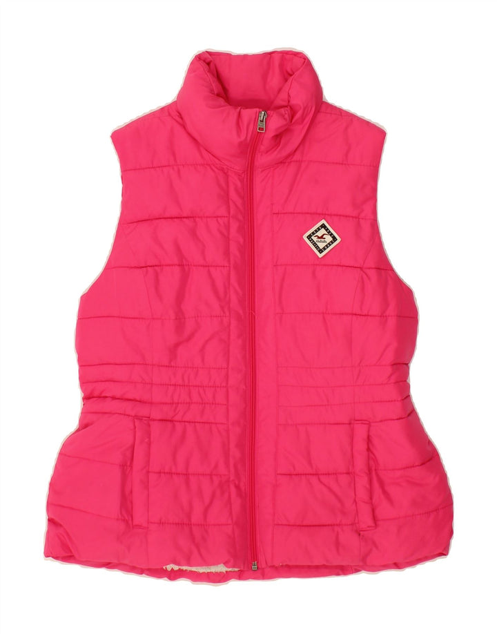 HOLLISTER Womens Padded Gilet UK 12 Medium Pink Polyester Vintage Hollister and Second-Hand Hollister from Messina Hembry 