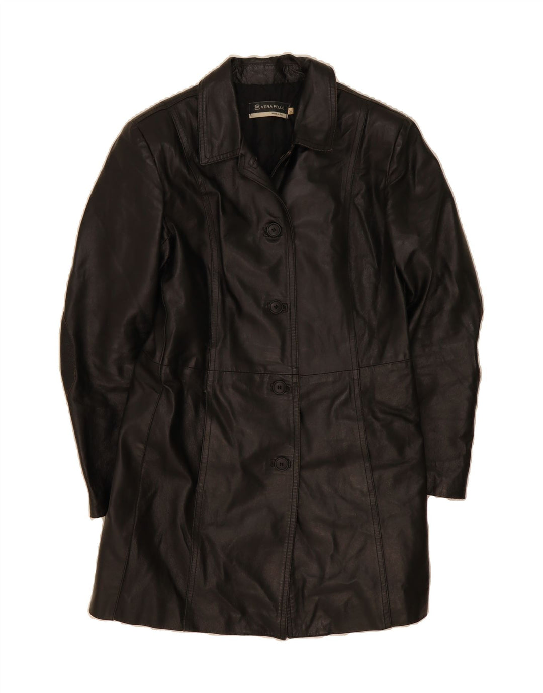 VINTAGE Womens Leather Coat UK 18 XL Black Leather Vintage Vintage and Second-Hand Vintage from Messina Hembry 