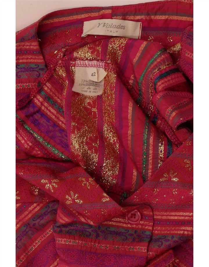 Vintage Womens Waistcoat IT 42 Medium Pink Striped Acetate
