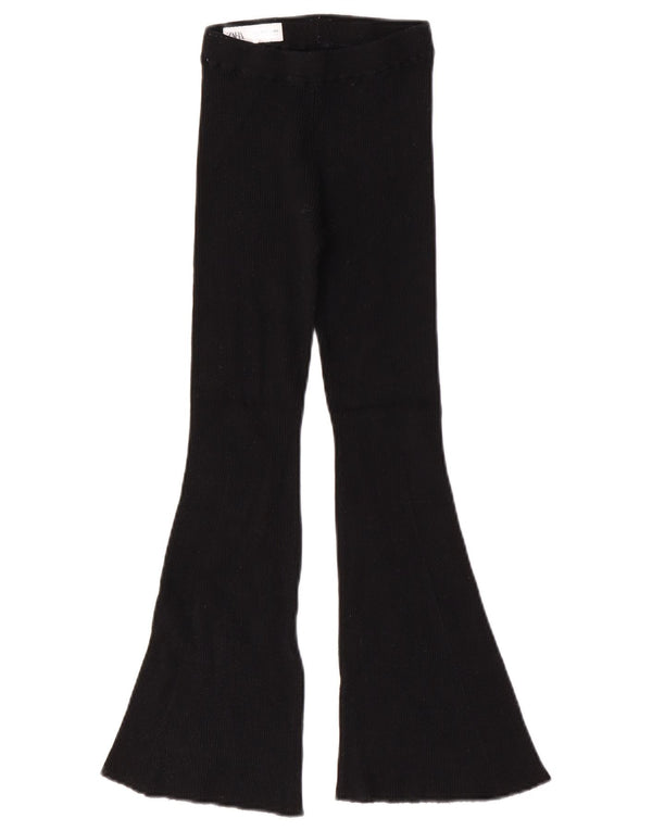 Zara Pantalon De Survêtement Flare Fille 9-10 Ans Noir Viscose