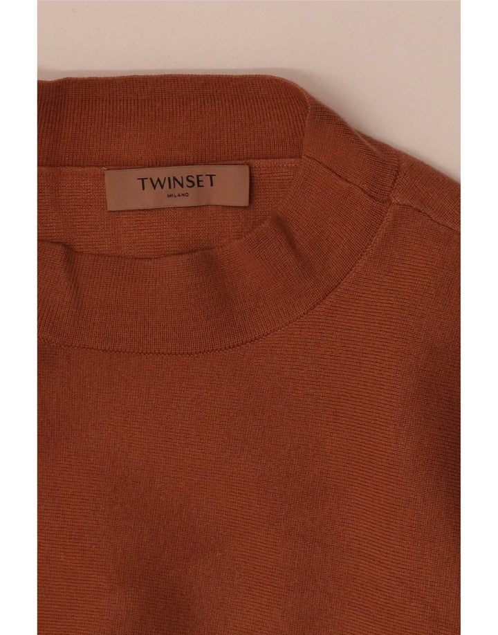 Twinset Womens Top Long Sleeve UK 12 Medium Brown