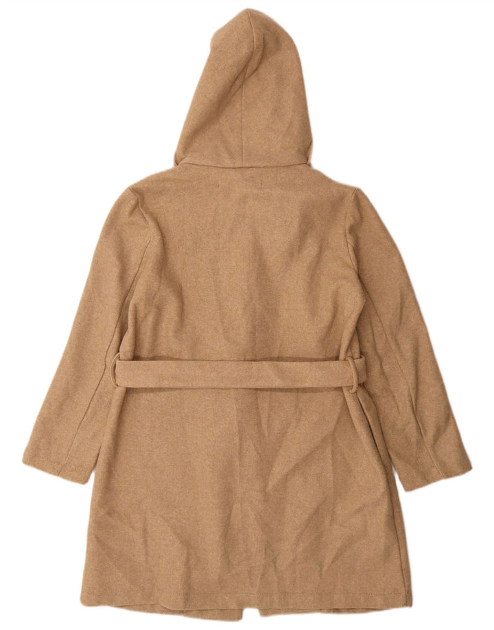 Zara Mujer Abrigo extragrande con capucha UK 10 Small Beige Poliéster