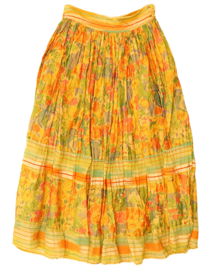 Options Womens Maxi Flared Skirt IT 44 Medium W28 Yellow Floral Viscose