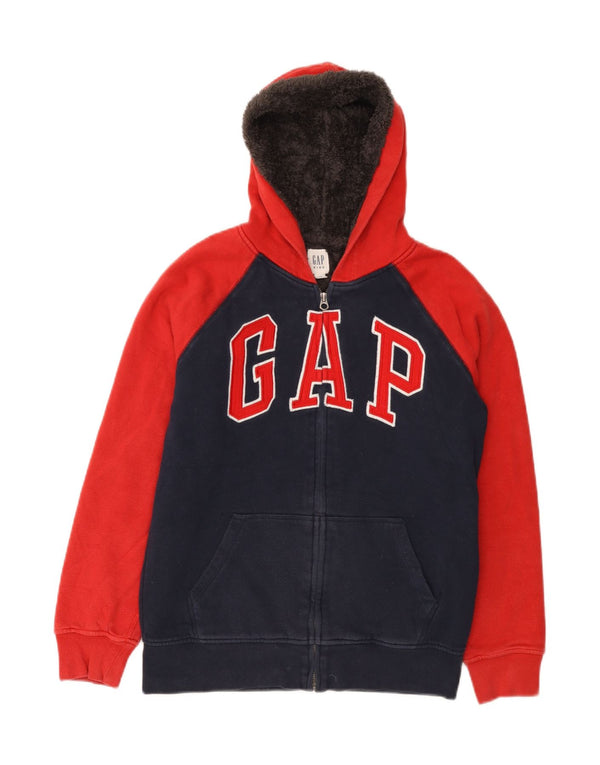 Gap Girls Graphic Zip Hoodie Sweater 13-14 Years 2XL Navy Blue Colourblock
