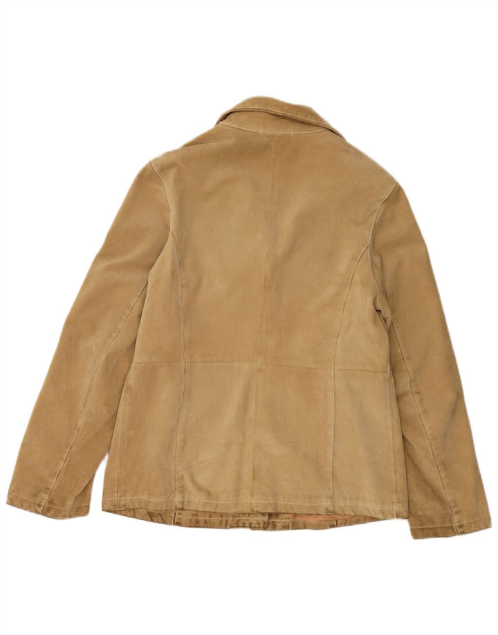 Vintage Womens Suede Jacket UK 8 Small Beige