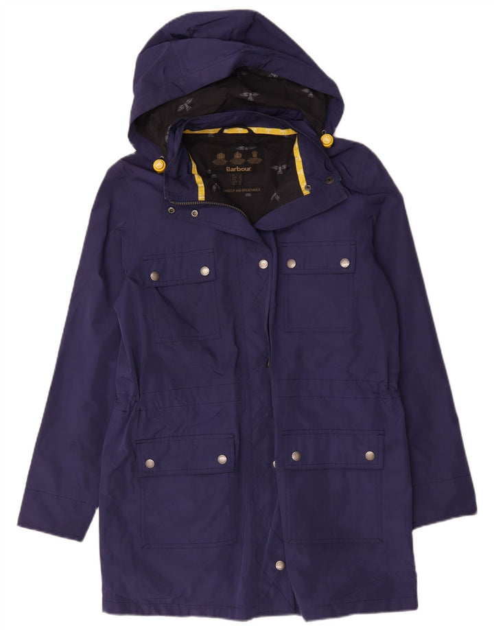Barbour Womens Hooded Windbreaker Coat UK 12 Medium Navy Blue