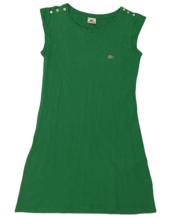 Lacoste Girls T-Shirt Dress 7-8 Years Green Cotton
