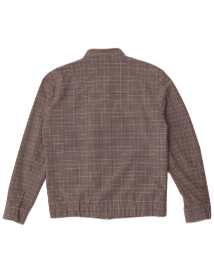 Primark Mens Bomber Jacket UK 38 Medium Grey Check Polyester