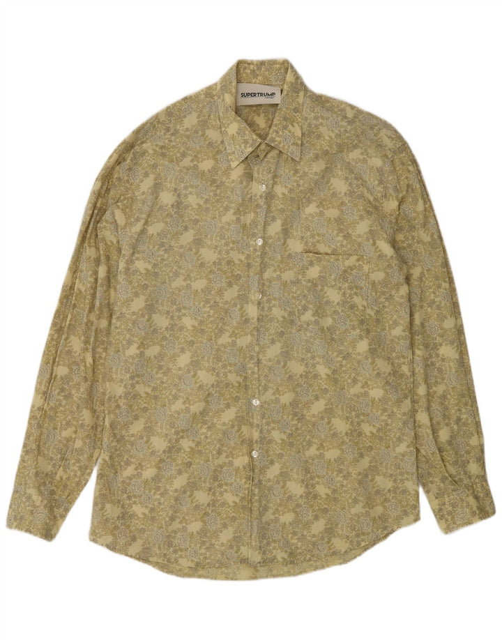 Vintage Herrenhemd groß Khaki geblümt