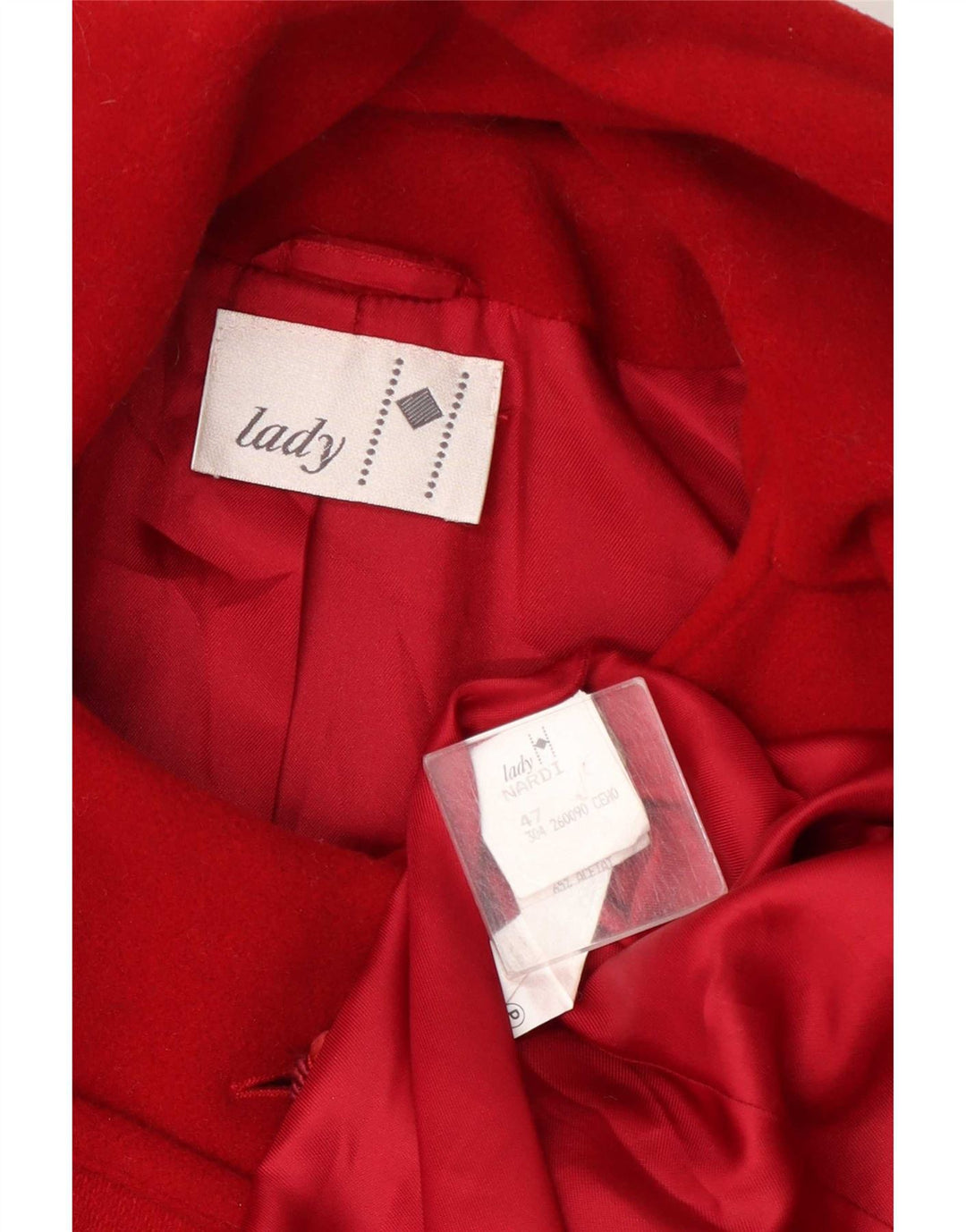 Płaszcz damski w stylu vintage IT 47 XL, czerwona wełna