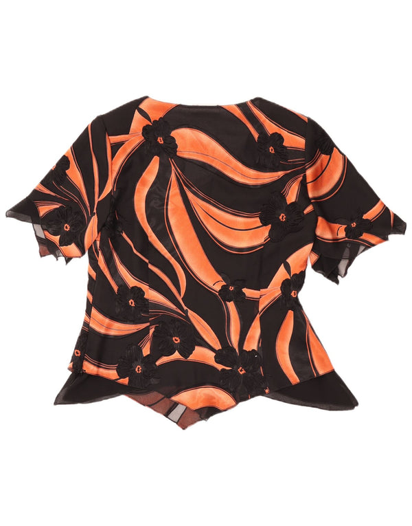 Hermann Lange Γυναικεία ασύμμετρη μπλούζα Top EU 38 Medium Black Floral Rayon
