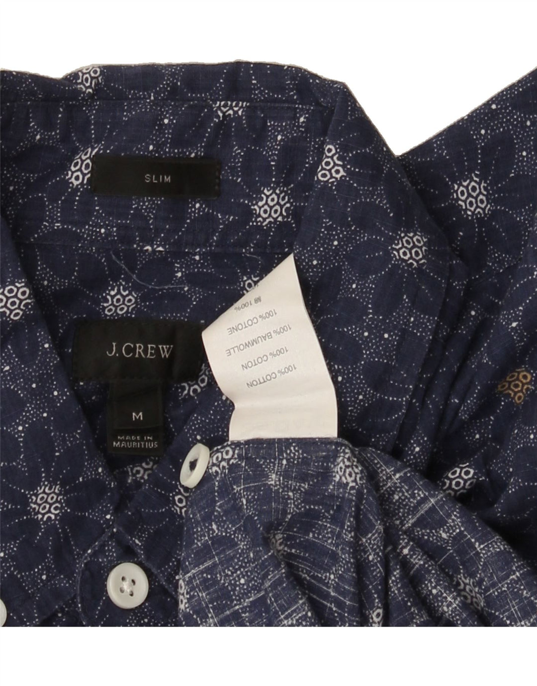J. CREW Mens Slim Shirt Medium Navy Blue Floral Cotton Vintage J. Crew and Second-Hand J. Crew from Messina Hembry 