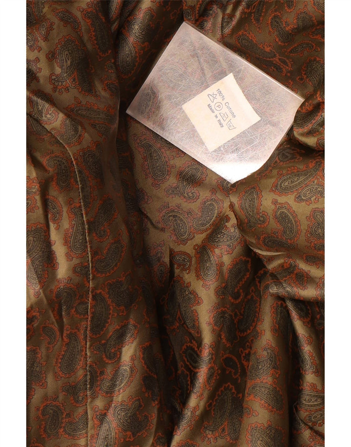 VINTAGE Womens Quilted Double Breasted Coat UK 14 Medium Beige Cotton