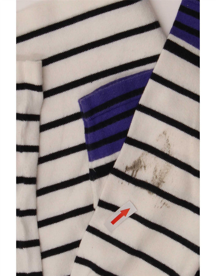 Marks & Spencer Womens Crop Top Long Sleeve UK 14 Medium White Striped