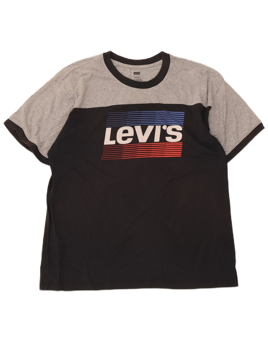 Levi's Mens Relaxed Graphic T-Shirt Top Medium Black Colourblock Cotton