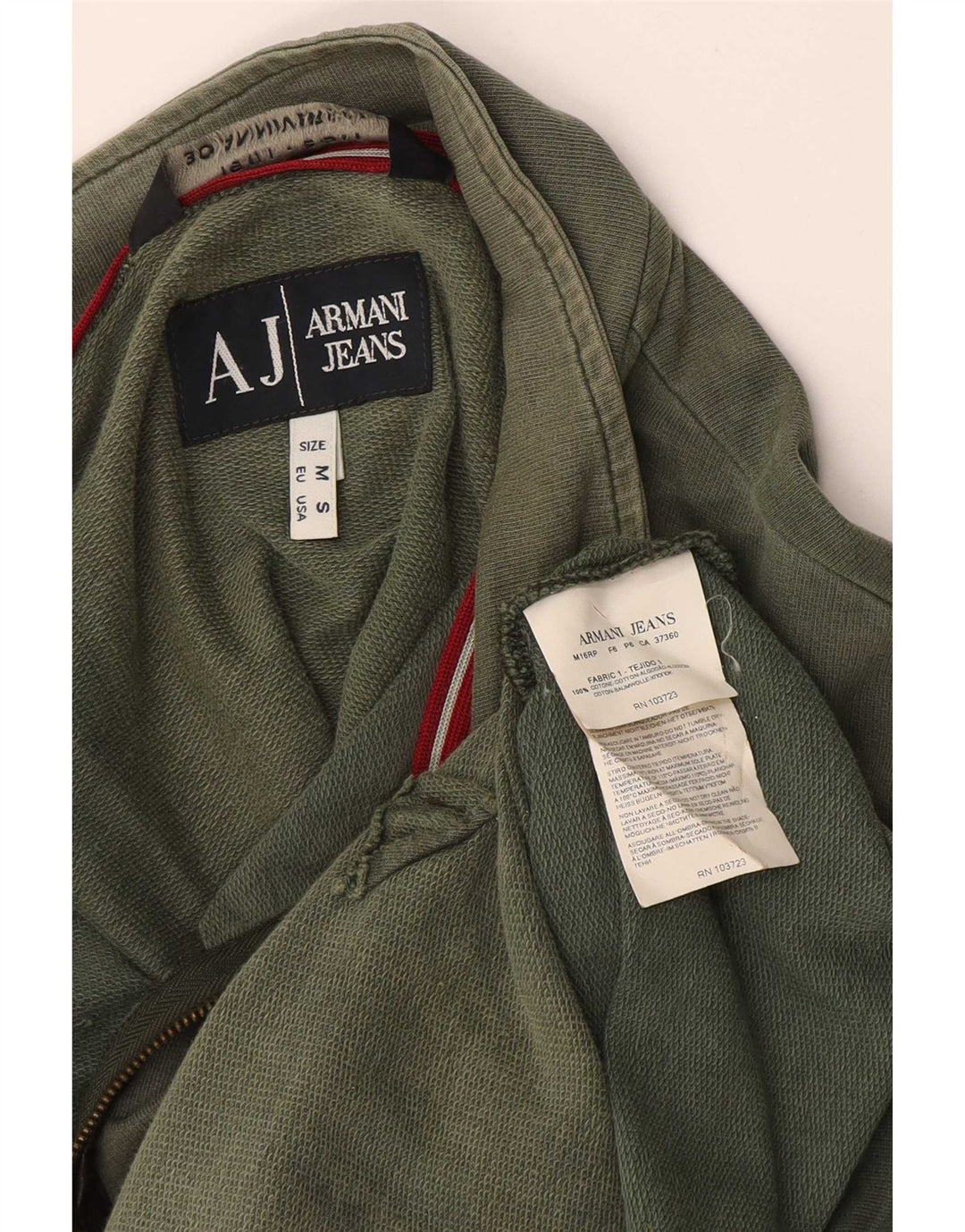 Giacca da tuta da uomo Armani Jeans in cotone verde medio