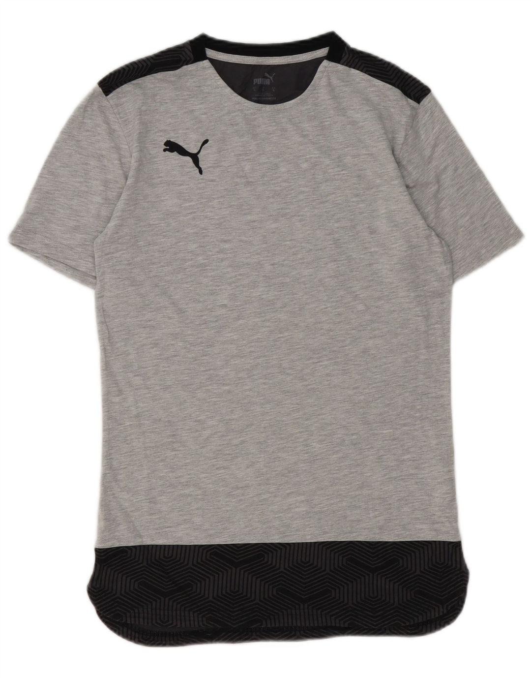 Puma Mens T-Shirt Top Small Grey Geometric Cotton