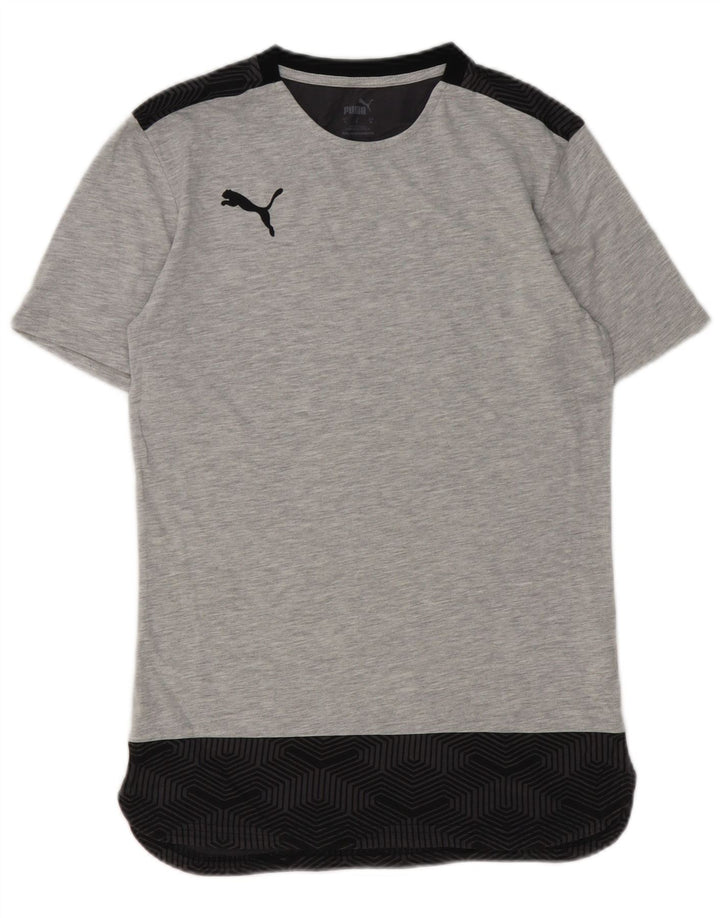 Puma Mens T-Shirt Top Small Grey Geometric Cotton