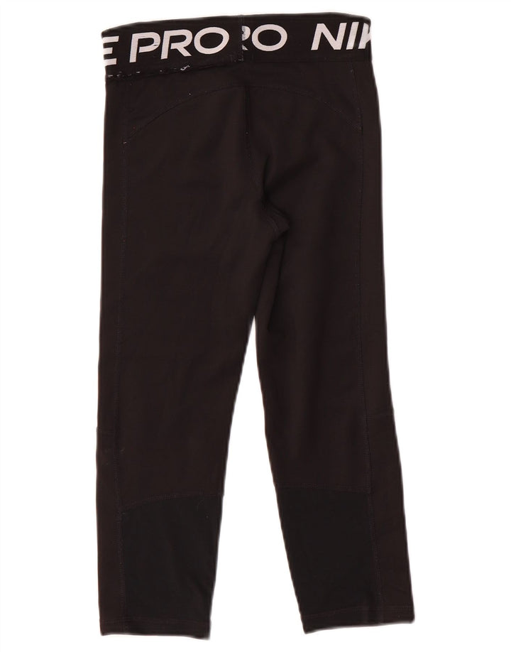 Nike Girls Dri Fit Graphic Leggings 10-11 Years Medium Black Polyester