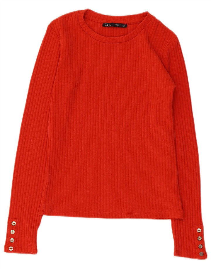 Zara Womens Top Long Sleeve UK 8 Small Red