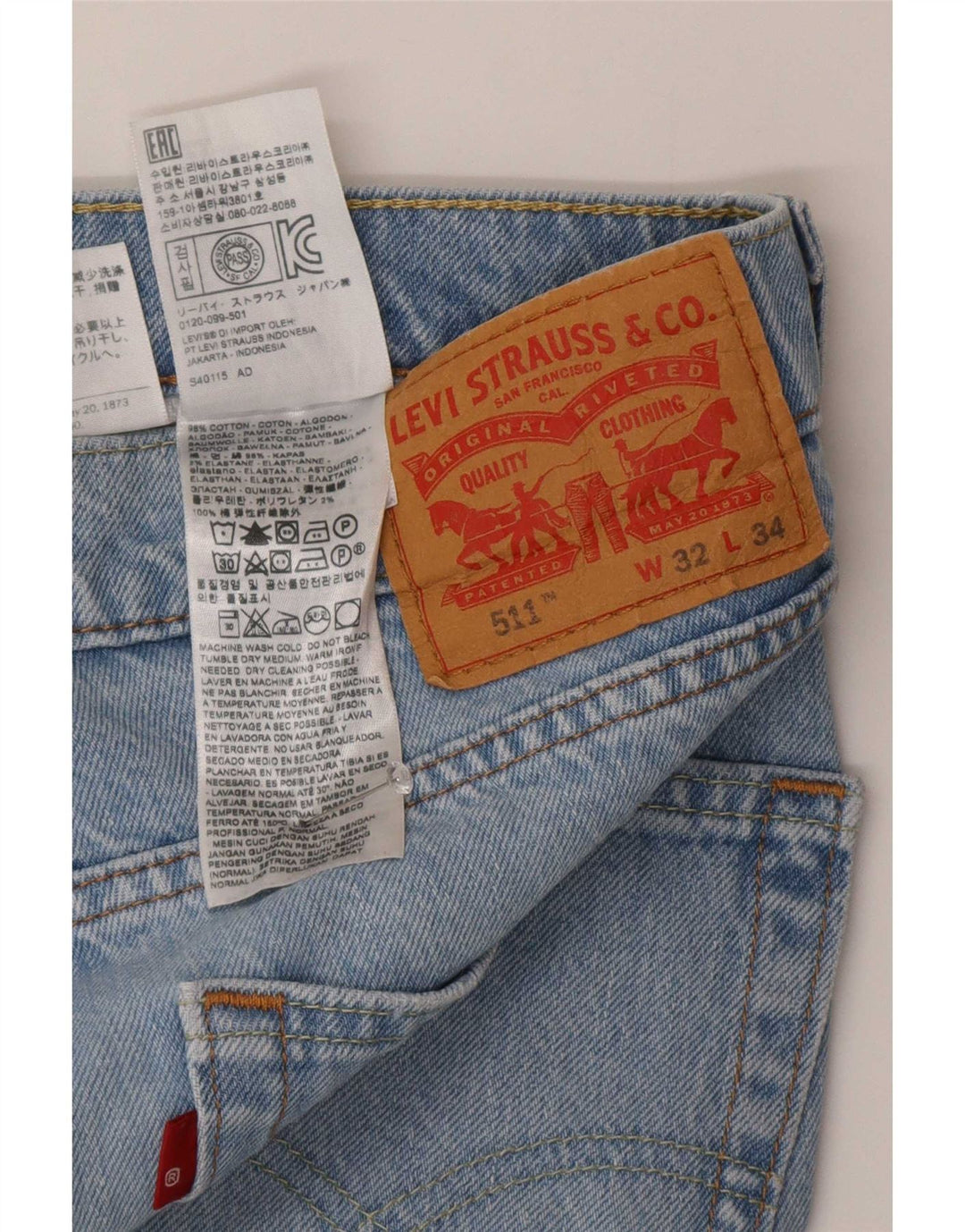 Calça Jeans Levis 511 Slim Masculina W32 L34 Azul Algodão