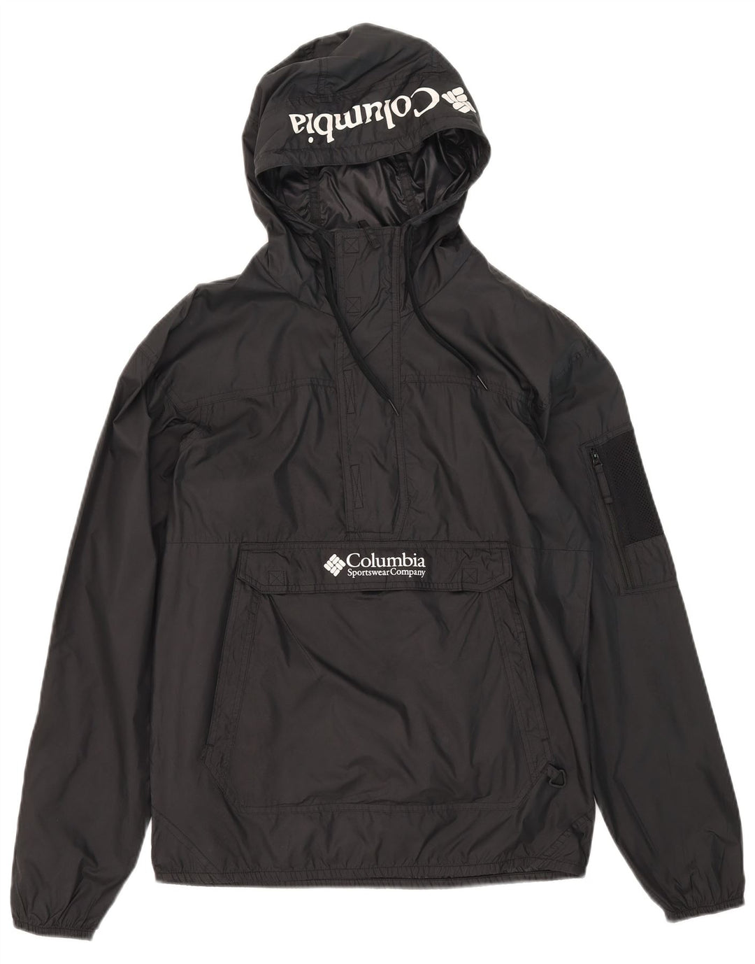 Columbia Mens Hooded Pullover Rain Jacket UK 36 Small Black Polyester
