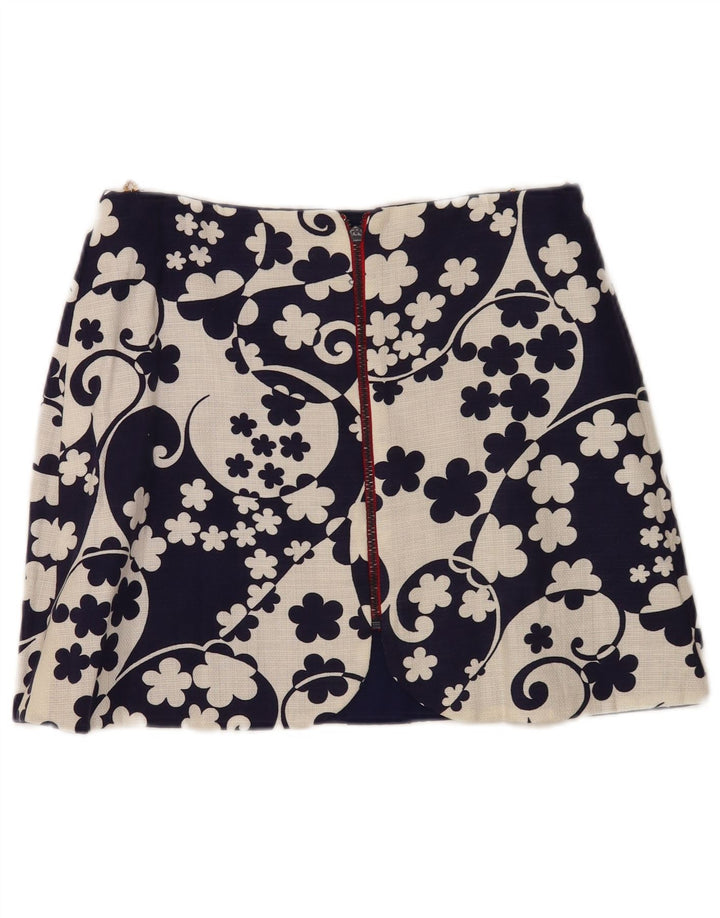 Vintage Damen Minirock W28 Medium Marineblau Blumen