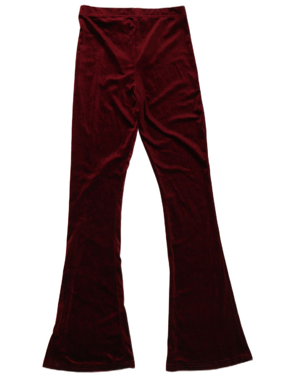 Topshop Damen Velvet Flare Freizeithose UK 8 Small W27 L33 Burgund