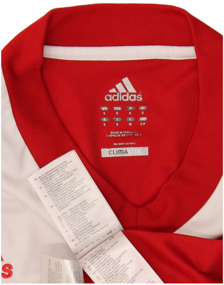 Adidas Womens Climalite Top Long Sleeve UK 10 Small Red Colourblock