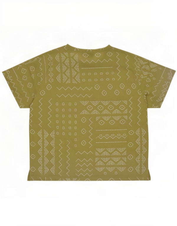 Marks & Spencer Damen T-Shirt Top UK 14 Large Grün Geometrisch Polyester