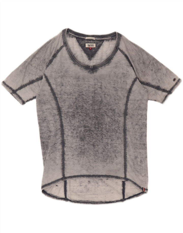TOMMY HILFIGER Womens T-Shirt Top UK 10 Small Grey Tie Dye Polyester Vintage Tommy Hilfiger and Second-Hand Tommy Hilfiger from Messina Hembry 