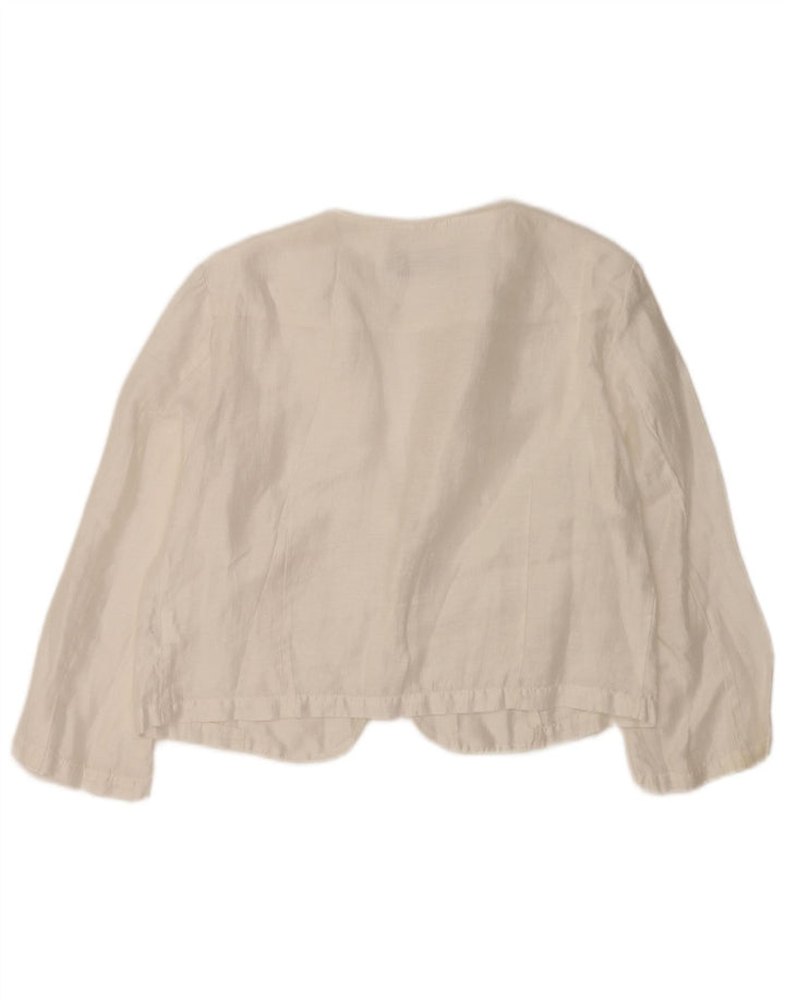 Superior Womens 3/4 Sleeve Bolero Top IT 46 Large White Flax